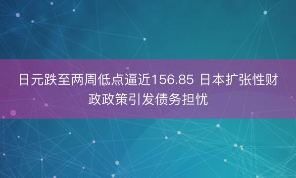 日元跌至两周低点逼近156.85 日本扩张性财政政策引发债务担忧