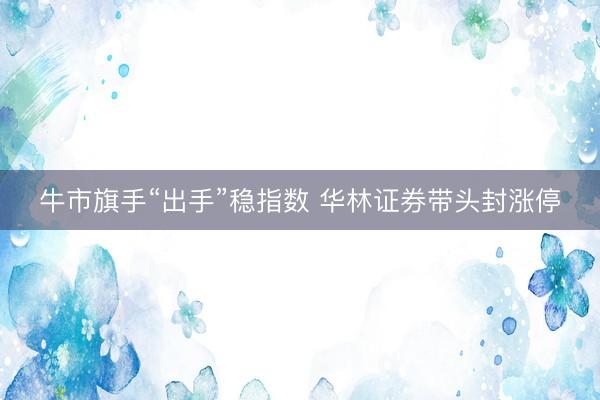 牛市旗手“出手”稳指数 华林证券带头封涨停