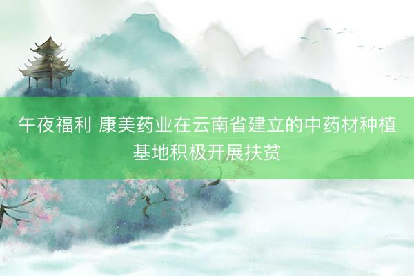 午夜福利 康美药业在云南省建立的中药材种植基地积极开展扶贫