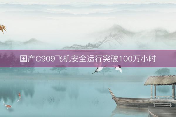 国产C909飞机安全运行突破100万小时