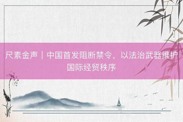 尺素金声｜中国首发阻断禁令，以法治武器维护国际经贸秩序