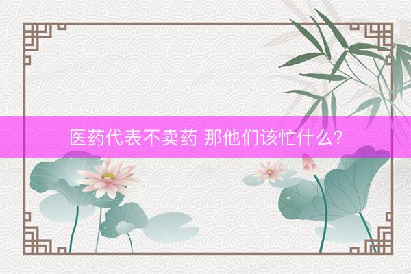 医药代表不卖药 那他们该忙什么？