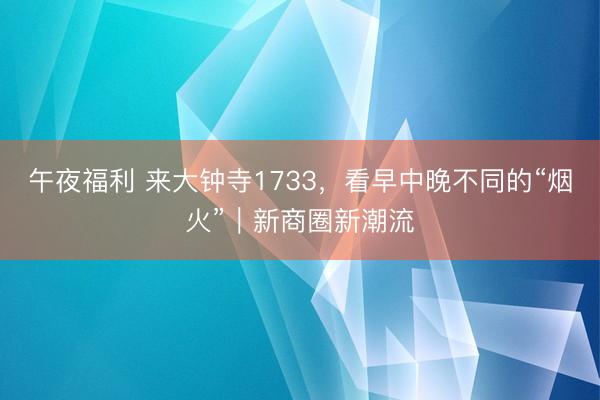 午夜福利 来大钟寺1733，看早中晚不同的“烟火”｜新商圈新潮流
