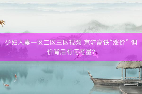 少妇人妻一区二区三区视频 京沪高铁“涨价” 调价背后有何考量？