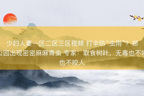 少妇人妻一区二区三区视频 打伞防“虫雨”？郑州公园出现密密麻麻青虫 专家：取食树叶，无毒也不咬人