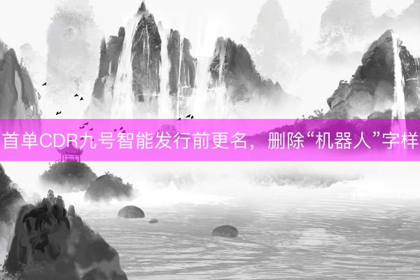 首单CDR九号智能发行前更名，删除“机器人”字样