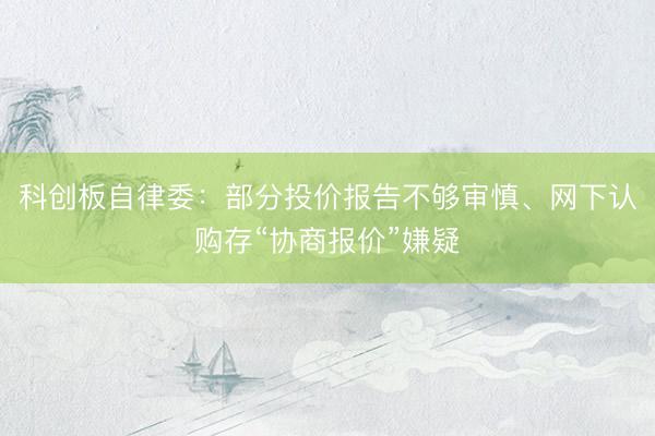科创板自律委：部分投价报告不够审慎、网下认购存“协商报价”嫌疑