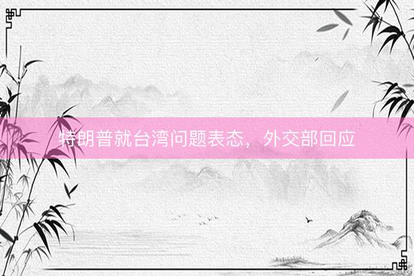 特朗普就台湾问题表态，外交部回应