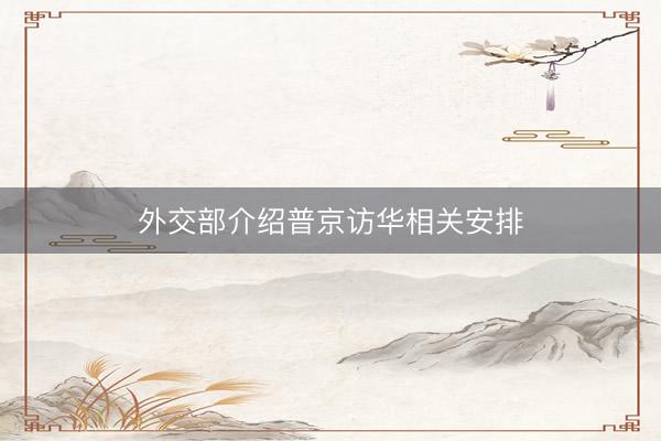 外交部介绍普京访华相关安排