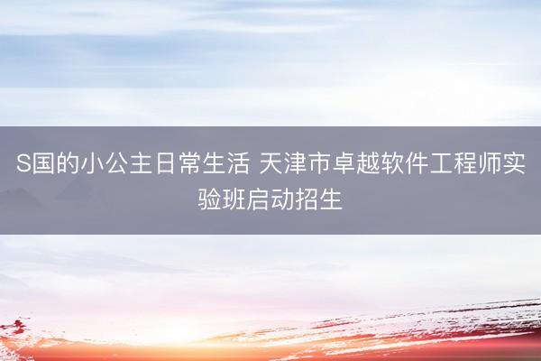 S国的小公主日常生活 天津市卓越软件工程师实验班启动招生