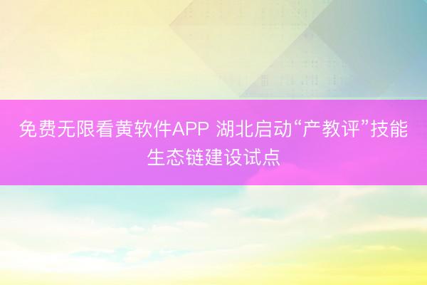 免费无限看黄软件APP 湖北启动“产教评”技能生态链建设试点