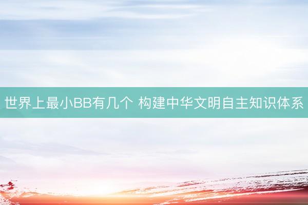 世界上最小BB有几个 构建中华文明自主知识体系