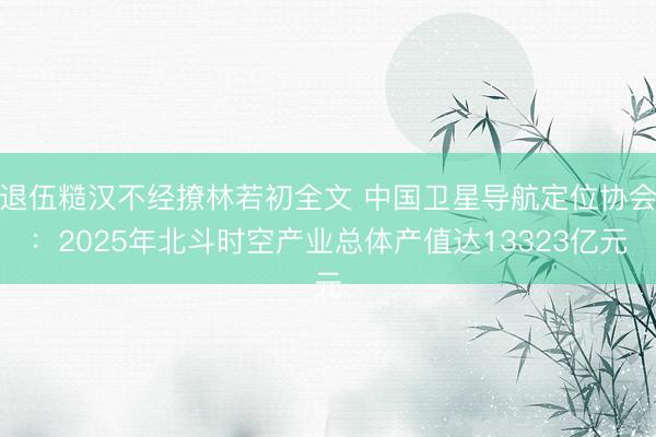 退伍糙汉不经撩林若初全文 中国卫星导航定位协会：2025年北斗时空产业总体产值达13323亿元