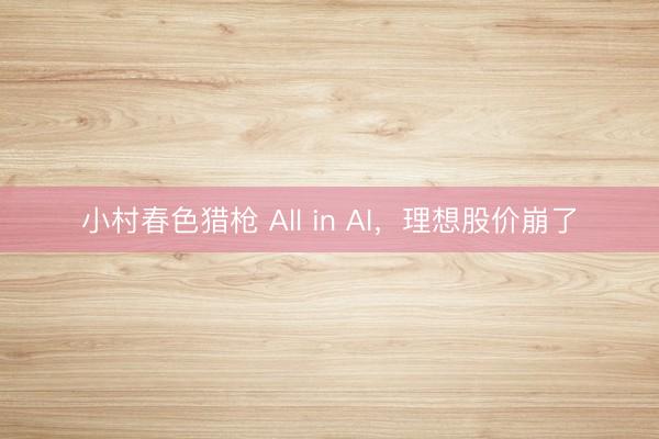 小村春色猎枪 All in AI，理想股价崩了