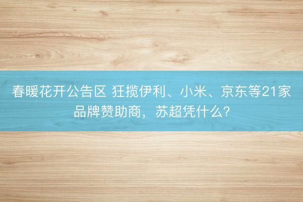 春暖花开公告区 狂揽伊利、小米、京东等21家品牌赞助商，苏超凭什么？