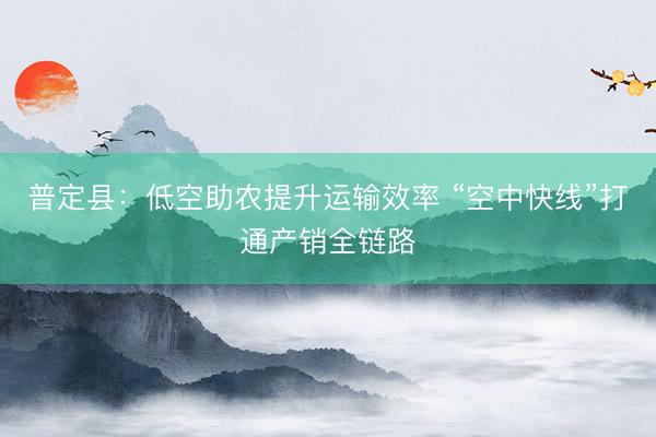 普定县：低空助农提升运输效率 “空中快线”打通产销全链路