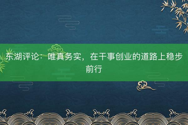 东湖评论：唯真务实，在干事创业的道路上稳步前行