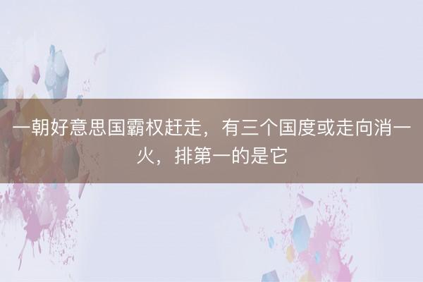 一朝好意思国霸权赶走，有三个国度或走向消一火，排第一的是它