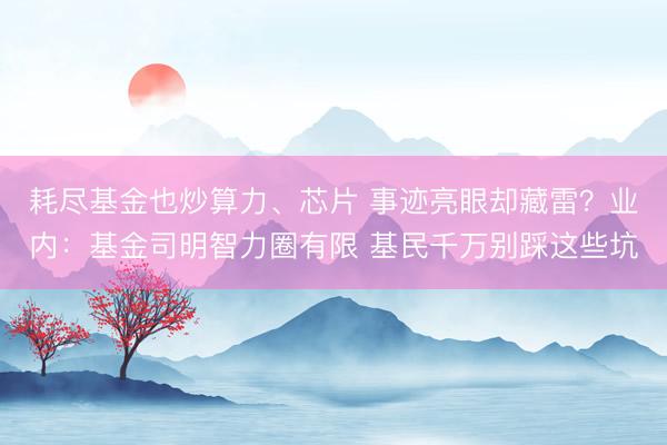 耗尽基金也炒算力、芯片 事迹亮眼却藏雷？业内：基金司明智力圈有限 基民千万别踩这些坑