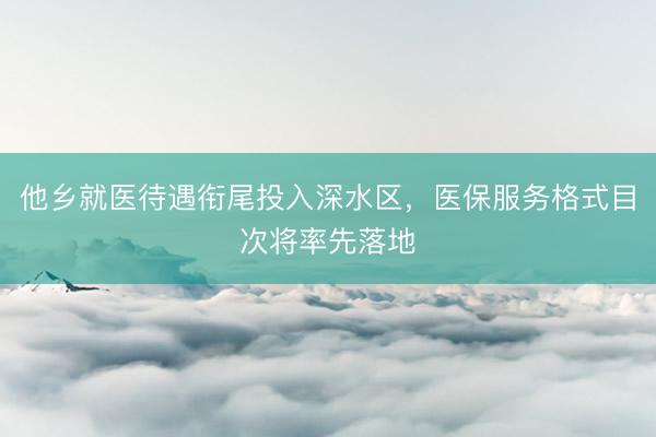 他乡就医待遇衔尾投入深水区，医保服务格式目次将率先落地