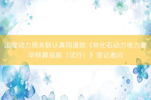 国度动力局关联认真同道就《非化石动力电力奢华核算指南（试行）》答记者问