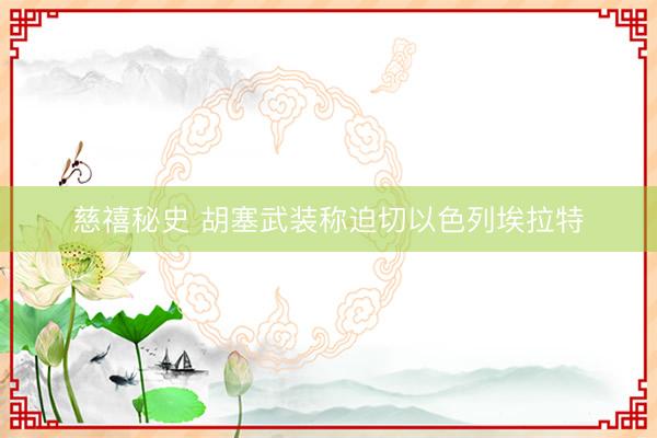 慈禧秘史 胡塞武装称迫切以色列埃拉特