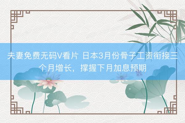 夫妻免费无码V看片 日本3月份骨子工资衔接三个月增长，撑握下月加息预期
