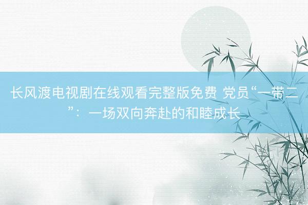 长风渡电视剧在线观看完整版免费 党员“一带二”：一场双向奔赴的和睦成长