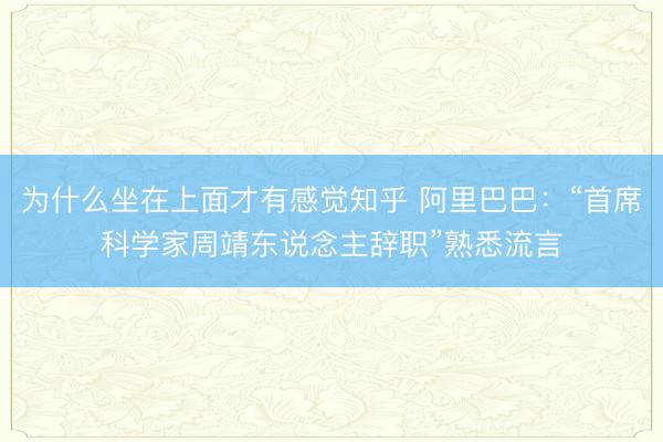 为什么坐在上面才有感觉知乎 阿里巴巴：“首席科学家周靖东说念主辞职”熟悉流言