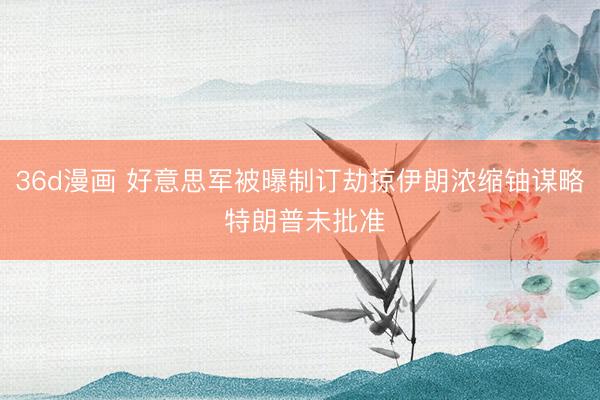 36d漫画 好意思军被曝制订劫掠伊朗浓缩铀谋略 特朗普未批准