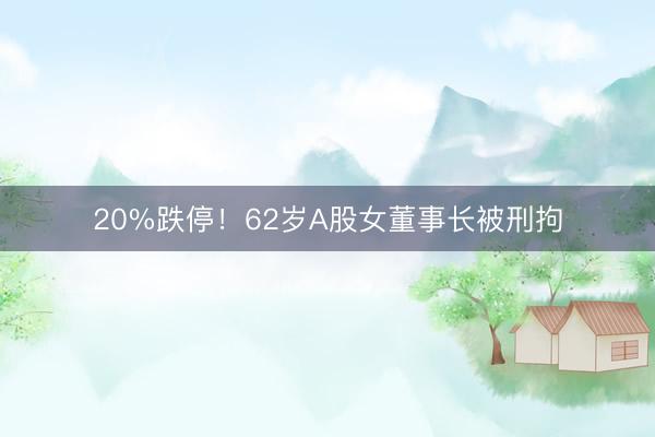 20%跌停！62岁A股女董事长被刑拘